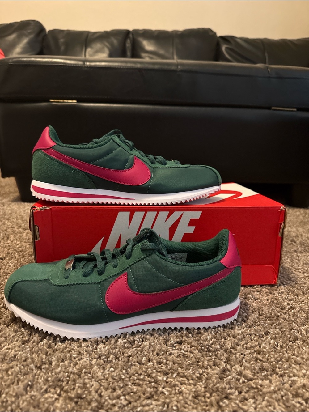 Nike Cortez Green & Pink Low-Top Sneakers